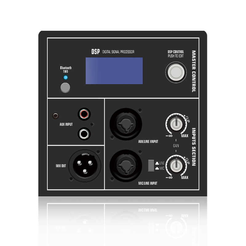 DSP1901: Stereo RCA-indgang med enkelt-knap DSP-kontrol ADAU1701-baseret DSP-funktionsmodul