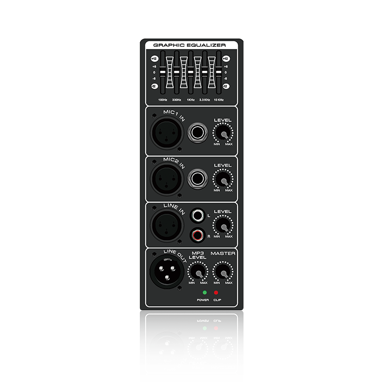 PL20: 2 Mic Channel Single Line Channel input og Mix Out Vertical Analog Functinal Module