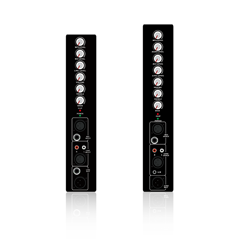 PL2/PL2E: Single Mic Channel Single Line Channel input og Limit Protection Lodret Analog funktionsmodul