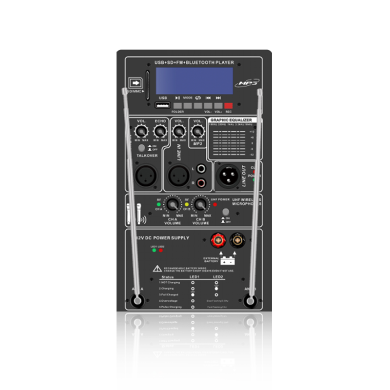 PL35+Talkover: Balanceret Mic og Line Input Mix Output Genopladelig højttaler funktionelt modul