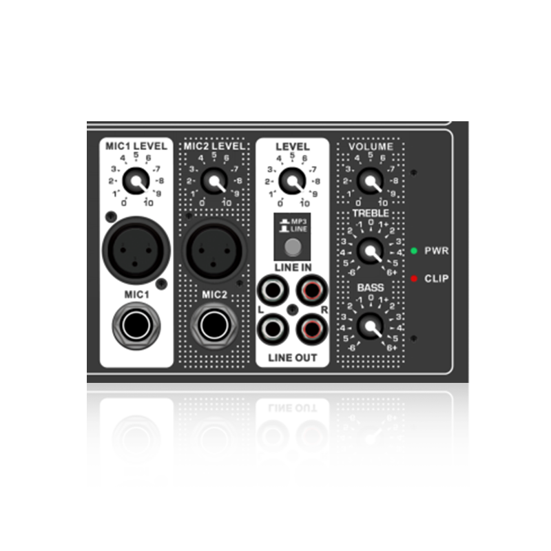 PL4: To Mic Input og Single Line Channel Input Horisontal Analog funktionsmodul til klasse AB forstærker