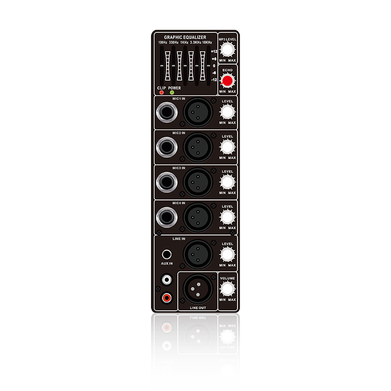 PL67: 4 Mic Channel Input og 5-Band Graphic Equalizer Vertikal Analog Functinal Module