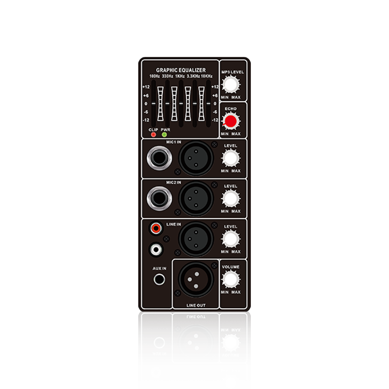 PL70: 2 Mic Channel Input og Single Line Channel Vertical Analog Functinal Module