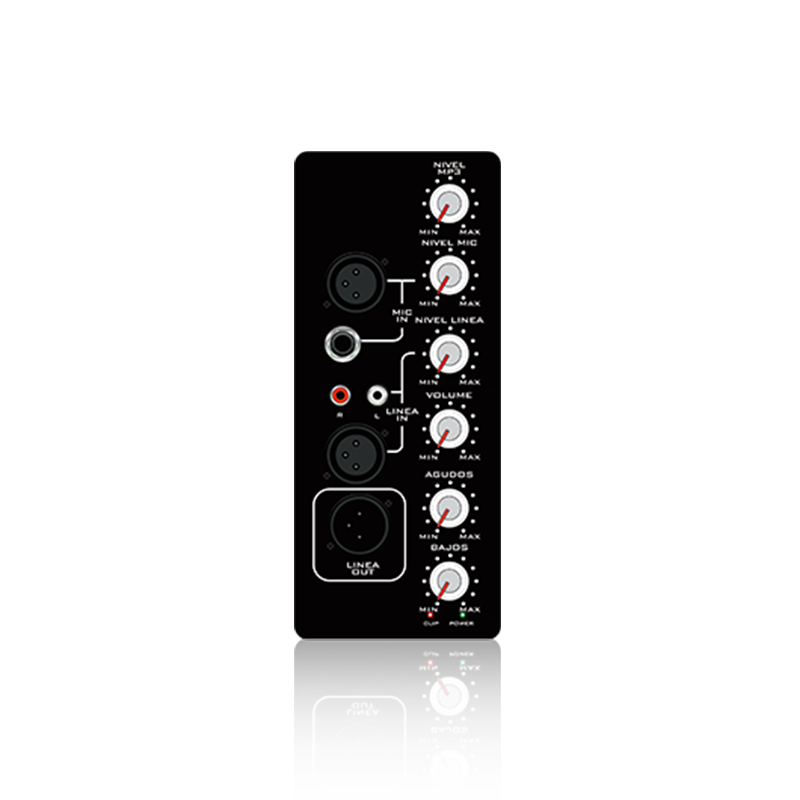 SP2: Diskant- og bas-EQ-kontrol og Mix Out Vertical Analog Functinal Module