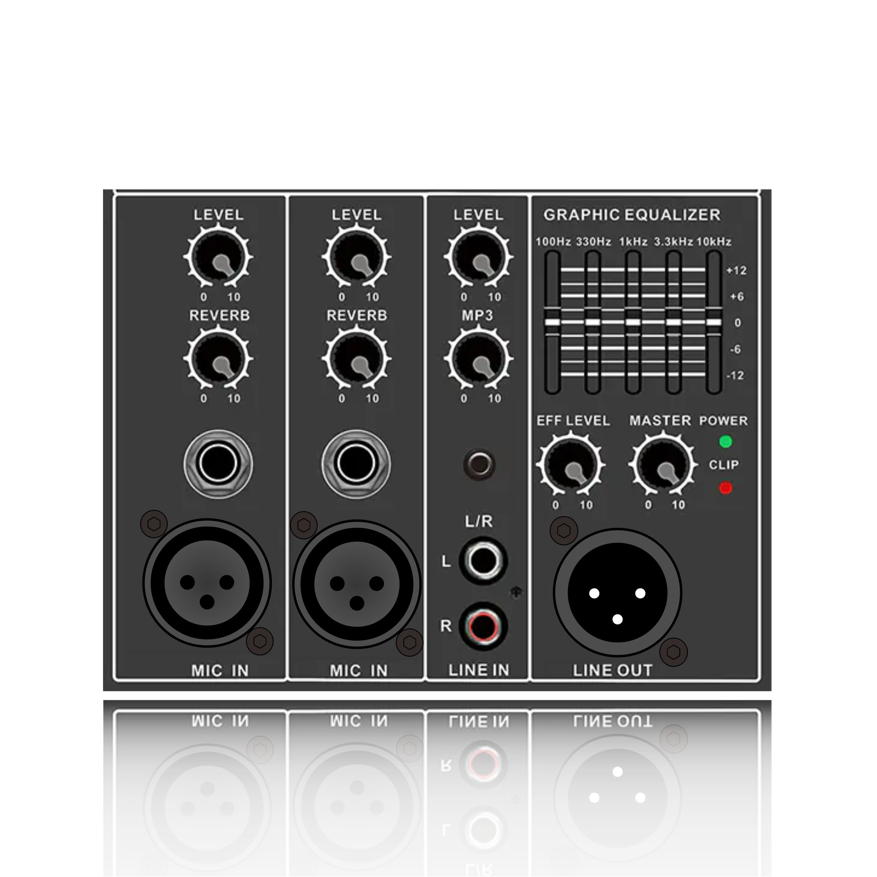 PL26: Individuel mikrofonkanal ekkokontrol mastereffekt elektrisk frekvensopdelings funktionsmodul