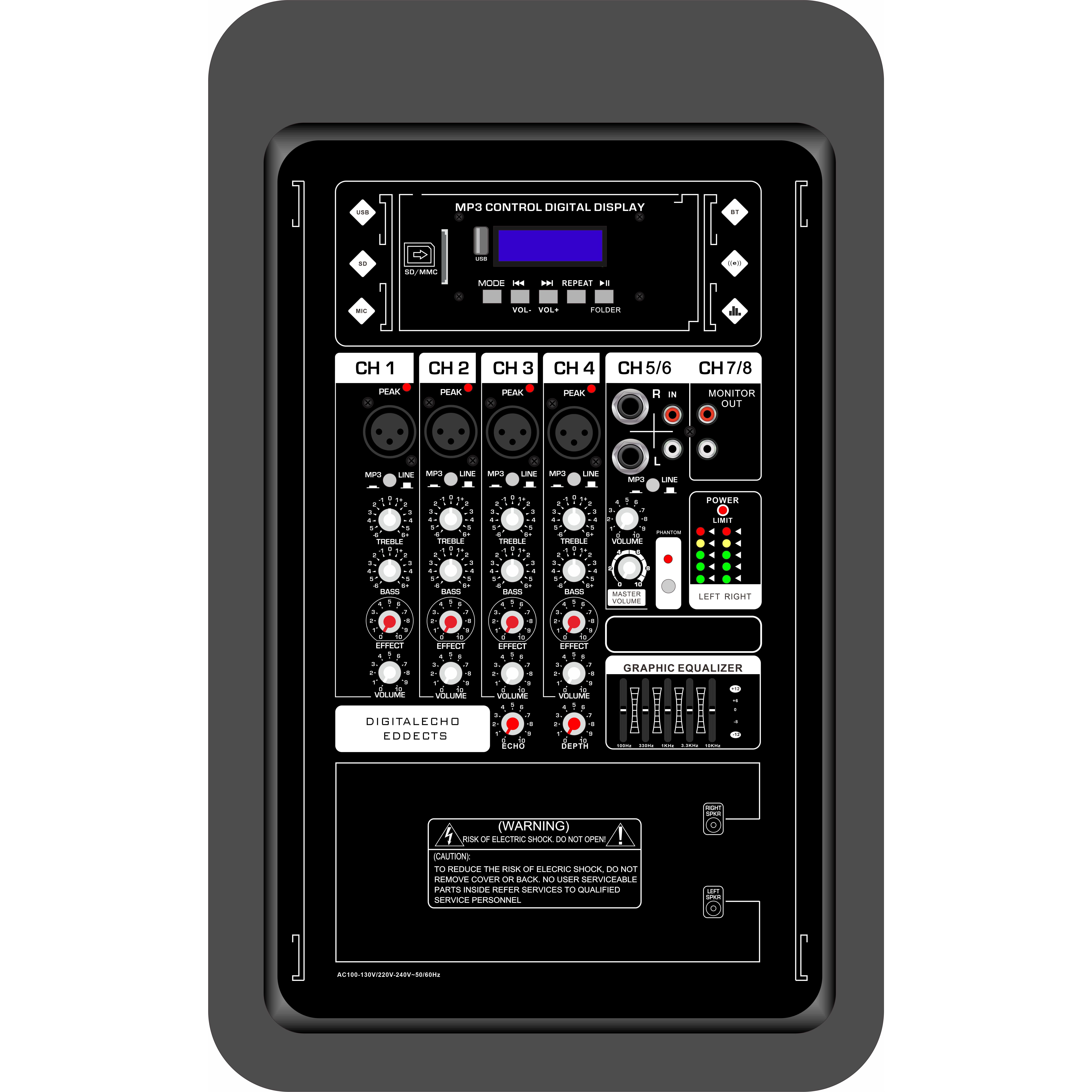 Kompakt 10 tommer TWO-WAY System Powered Mixer Amplifier EON210A