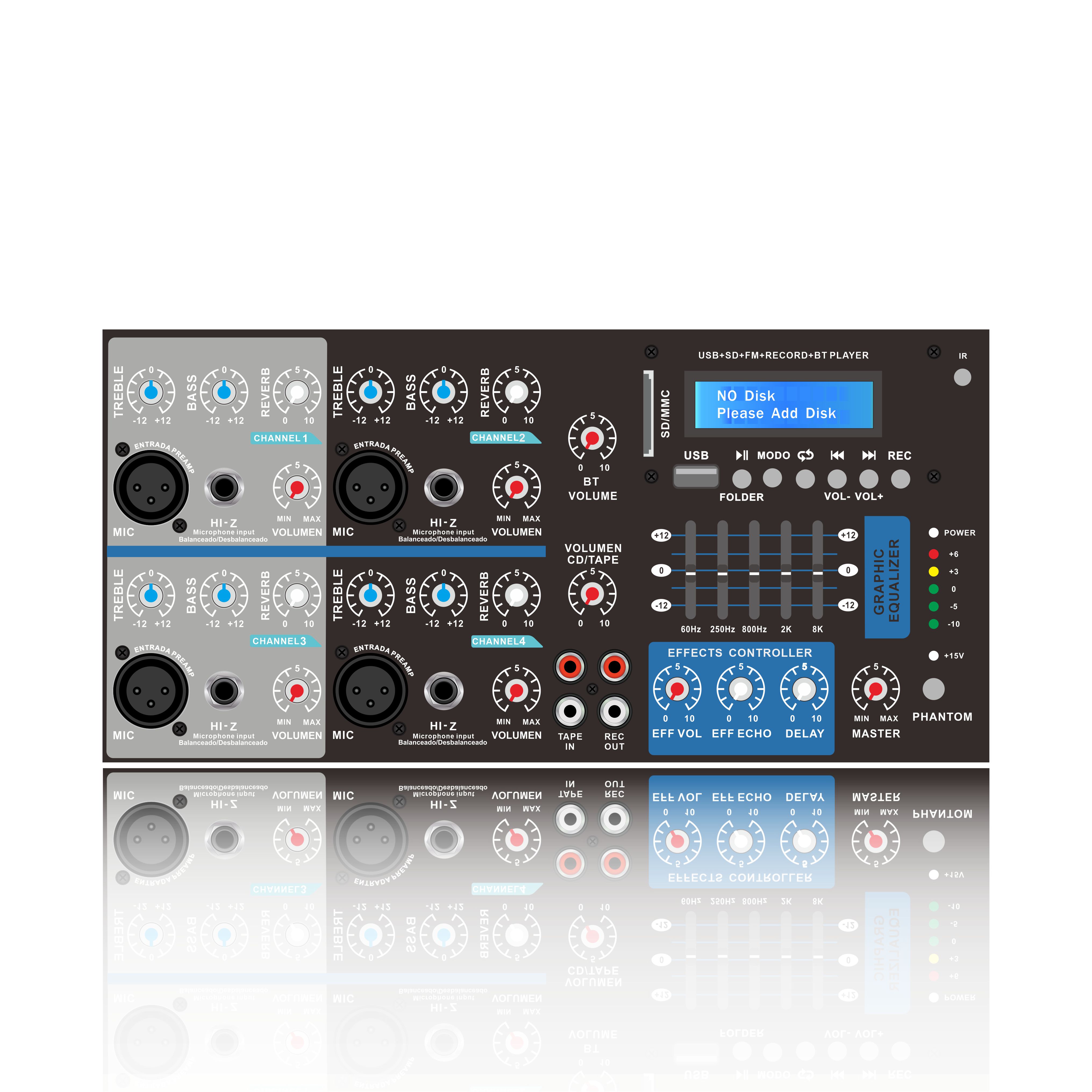 4 kanals drevet Bluetooth karaoke mixer forstærker SB4200