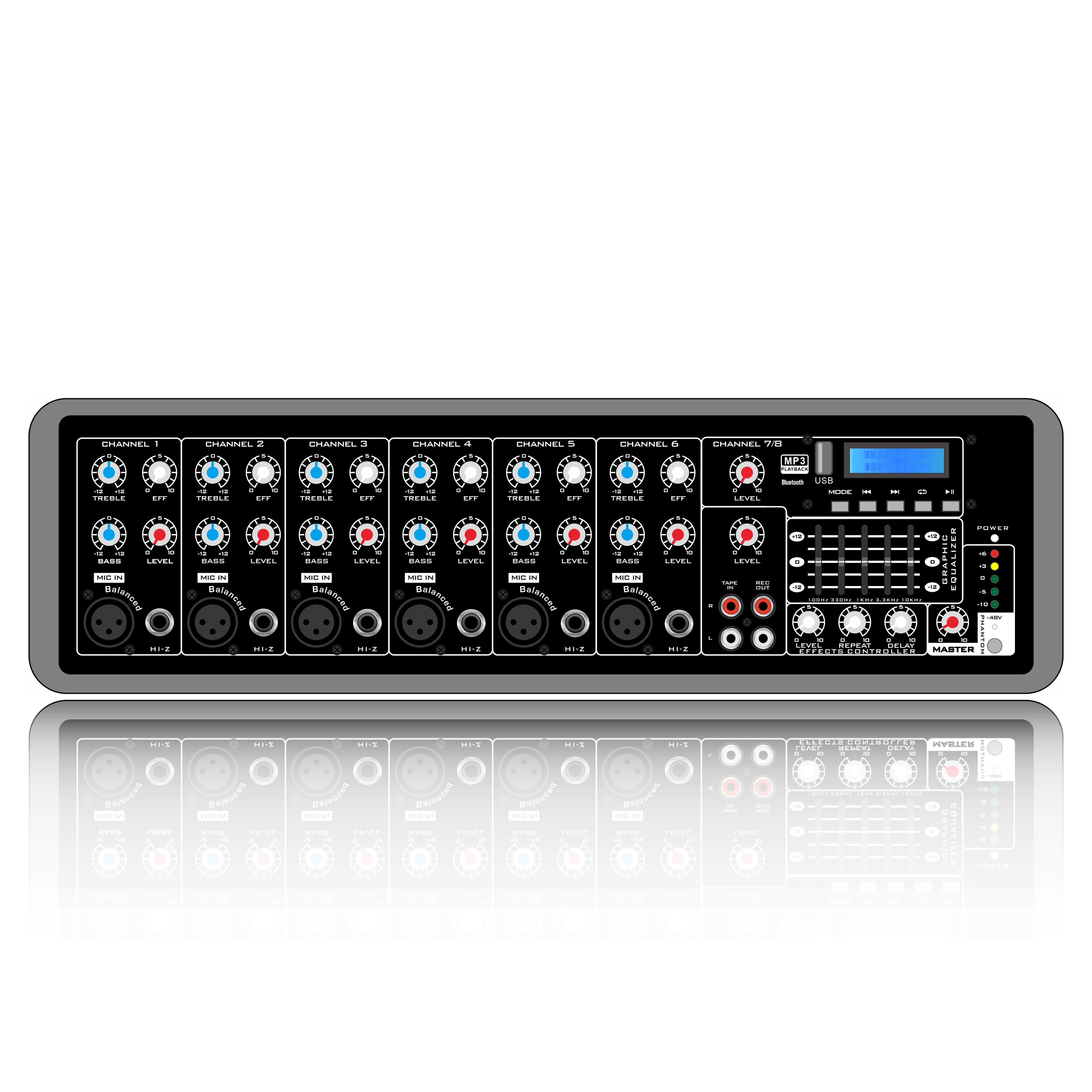 Plastboks drevet 8-kanals PA-mixer SD506