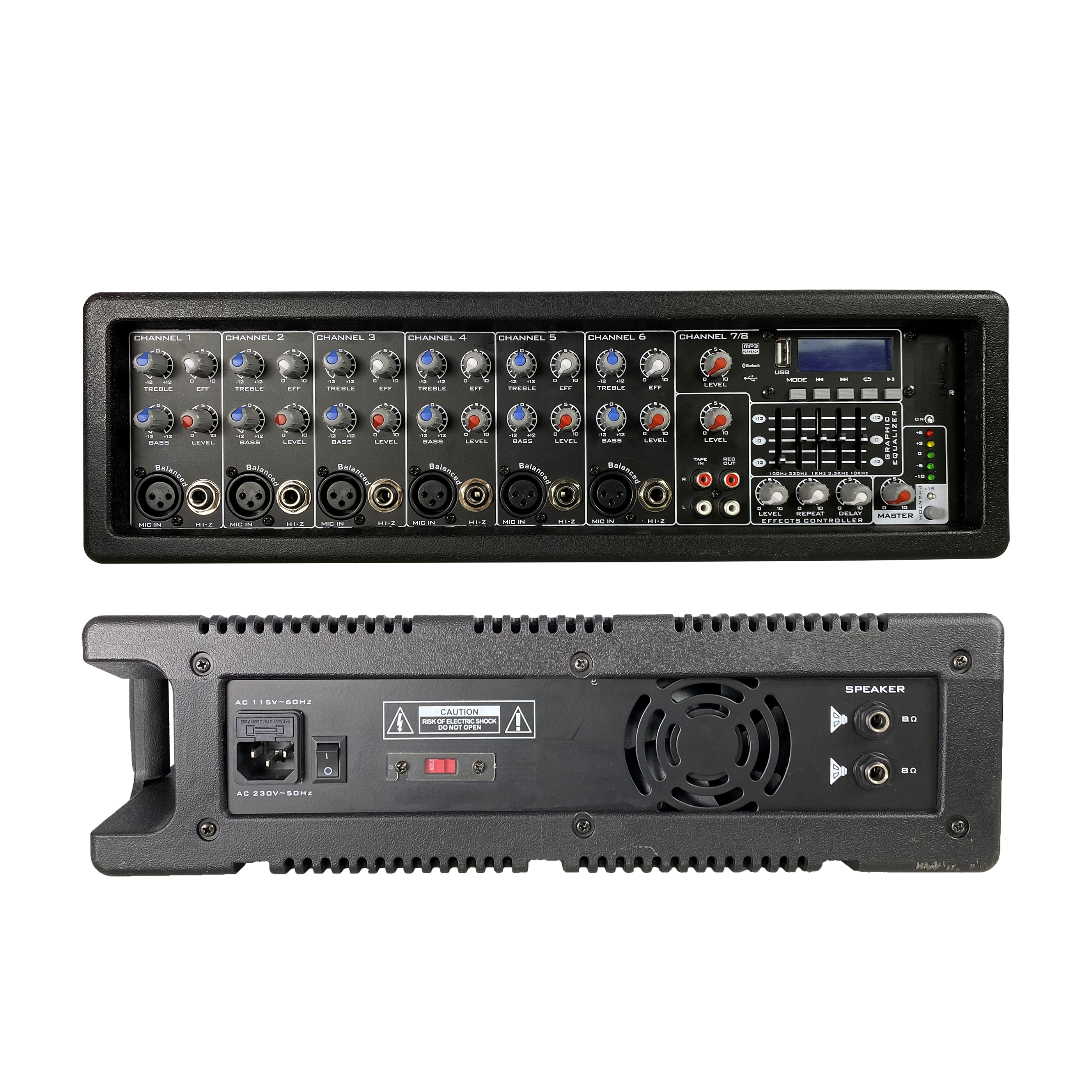 Plastboks drevet 8-kanals PA-mixer SD506