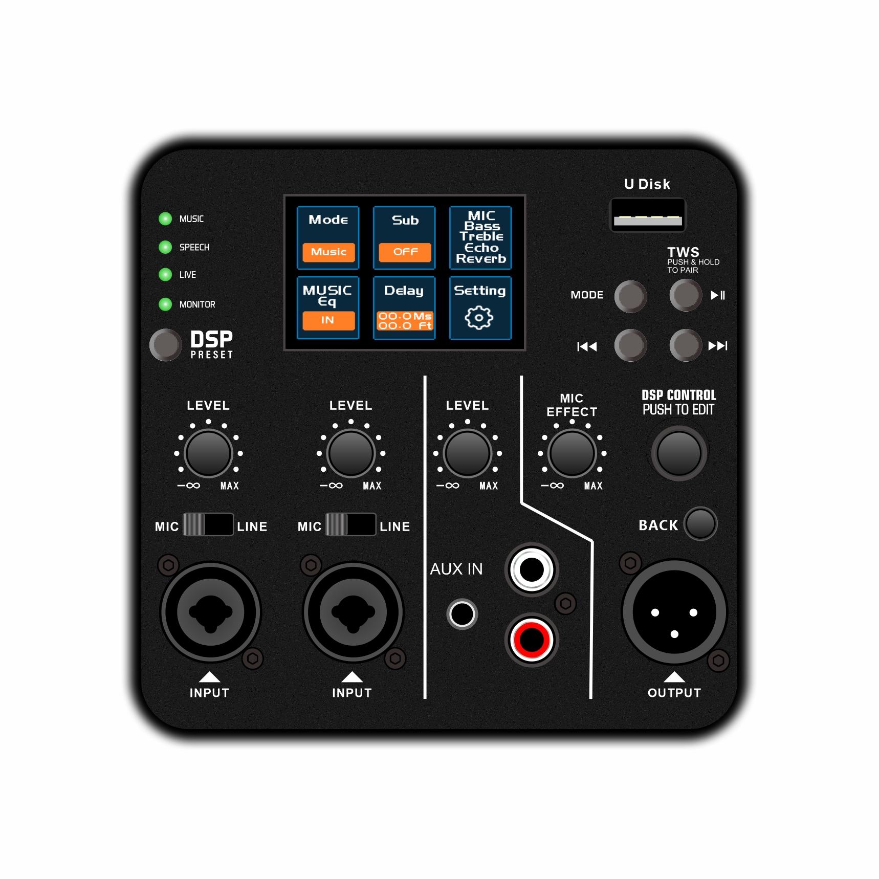 DSP2507 Full-range farveskærm DSP Active Speaker Amplifier
