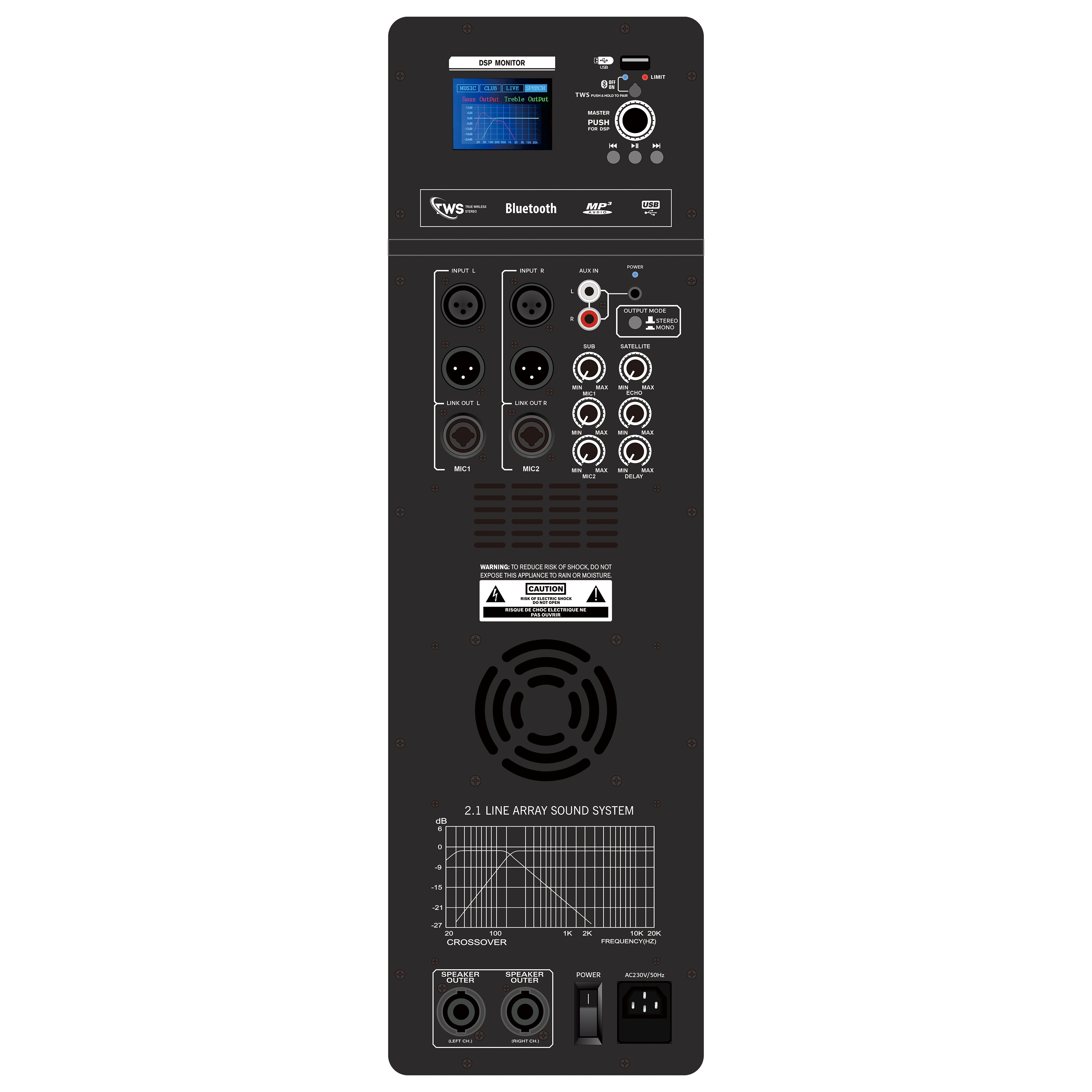 DSP1908-2.1 Pro Active Line Array Power Amplifier